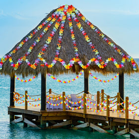 Aneco outdoor event lei garland brings tropical vibes to garden parties