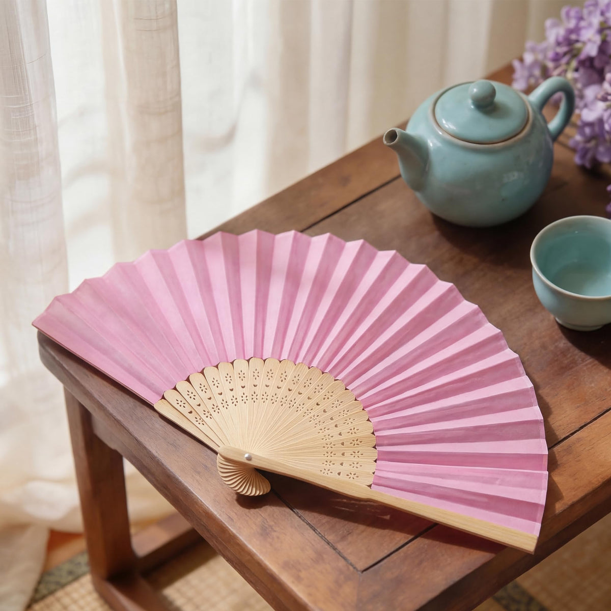 Aneco DIY-friendly fans feature white cloth on bamboo, ready for customization.