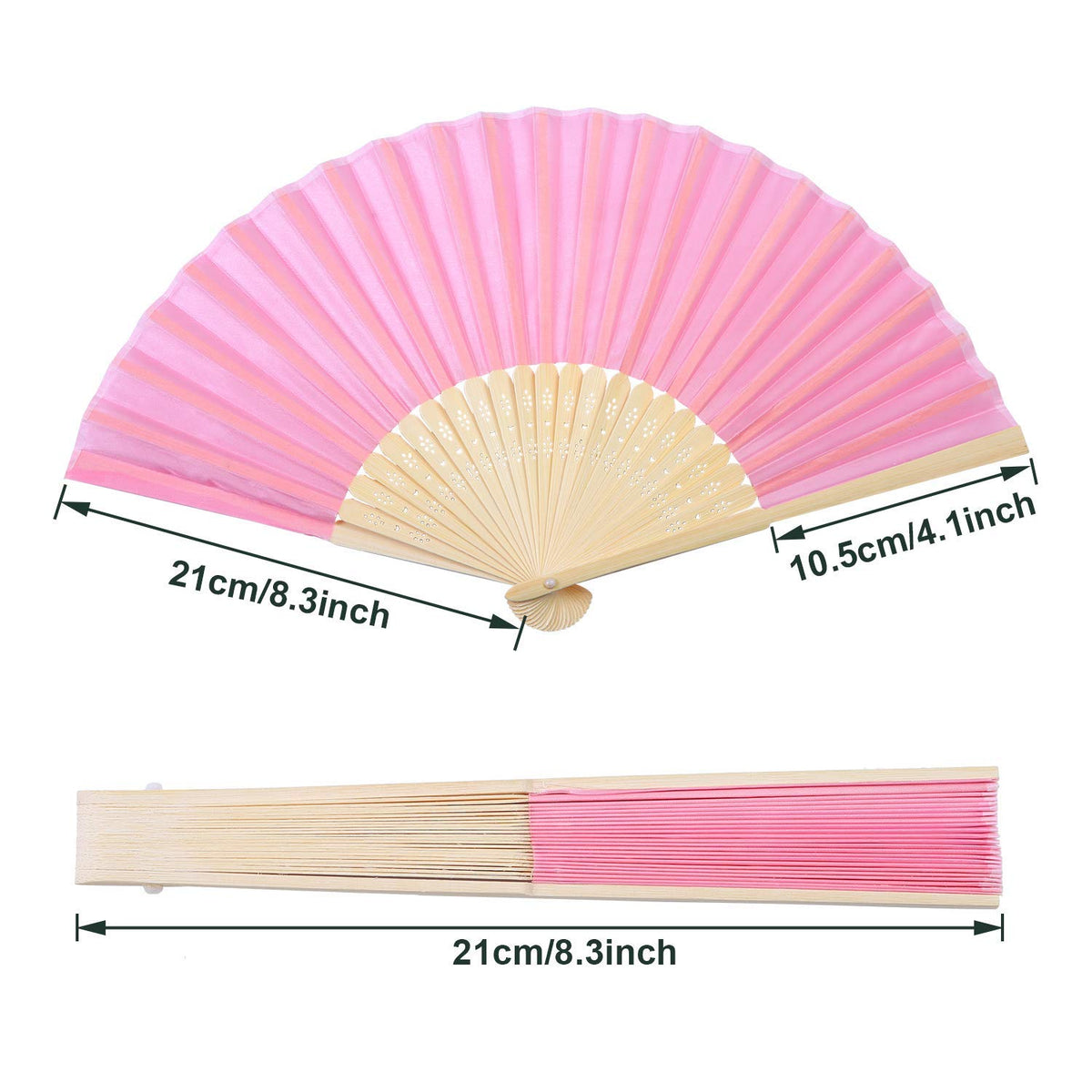 Aneco pink wedding fans on display, perfect for ceremony decorations.
