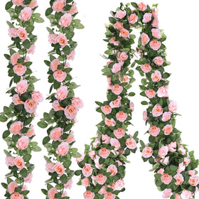 Aneco pink rose vine 8ft for elegant indoor decor and quick setup
