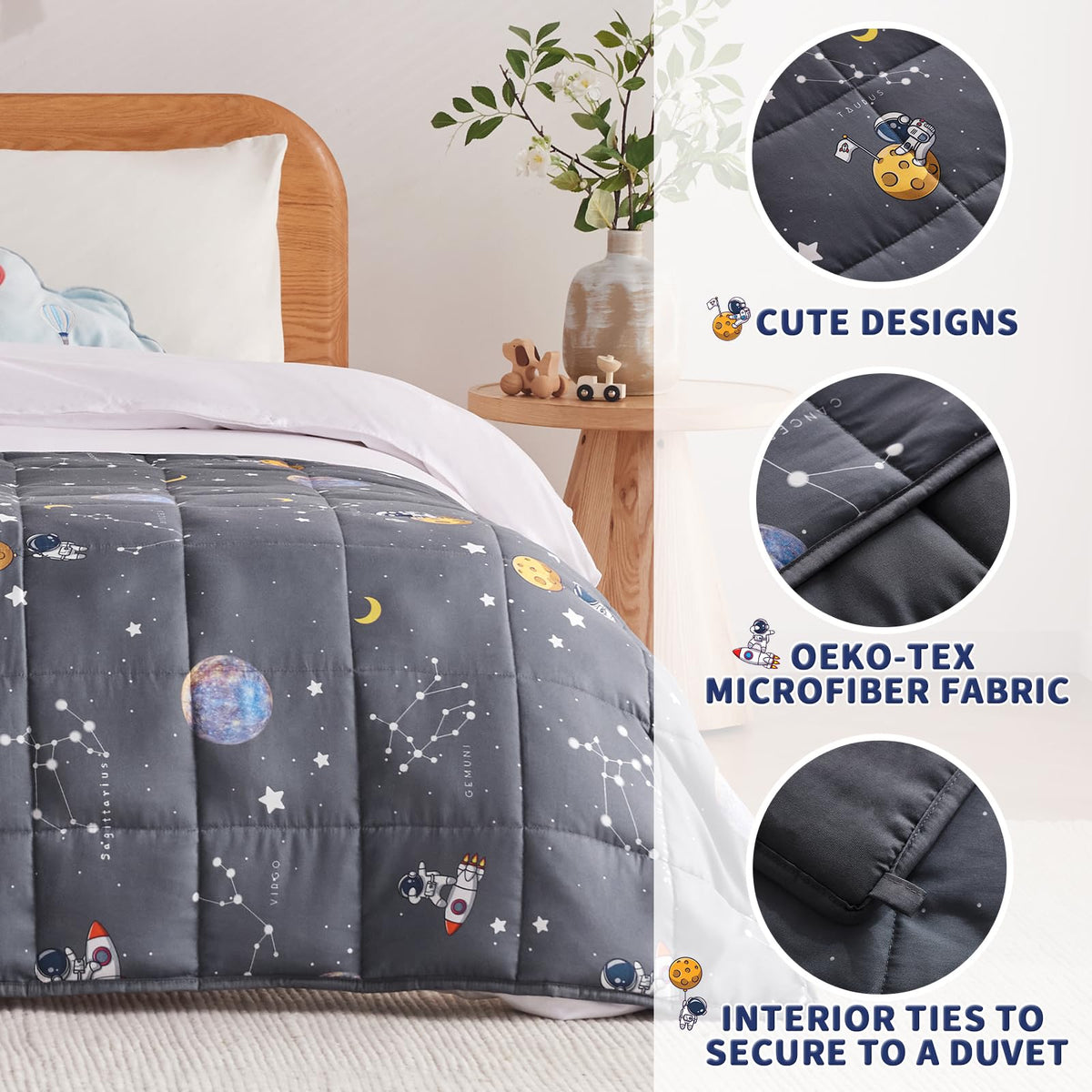 Anfie weighted blanket kids dinosaurs pattern supports peaceful sleep during playtime dreams