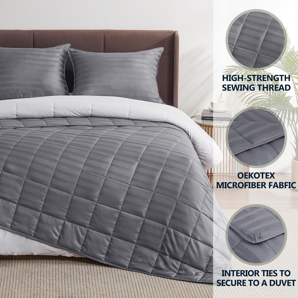 Anfie weighted blanket queen 60x80 closeup beads emphasizes even distribution and durability.