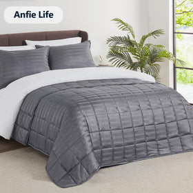 Anfie weighted blanket queen 60x80 machine wash label demonstrates easy care routine.
