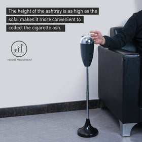 Anfrere adjustable ashtray with lid at 27.5-inch height for versatile patio placement.