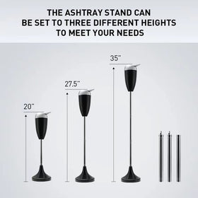 Anfrere adjustable ashtray with lid at 35-inch height for tall-standing setups.