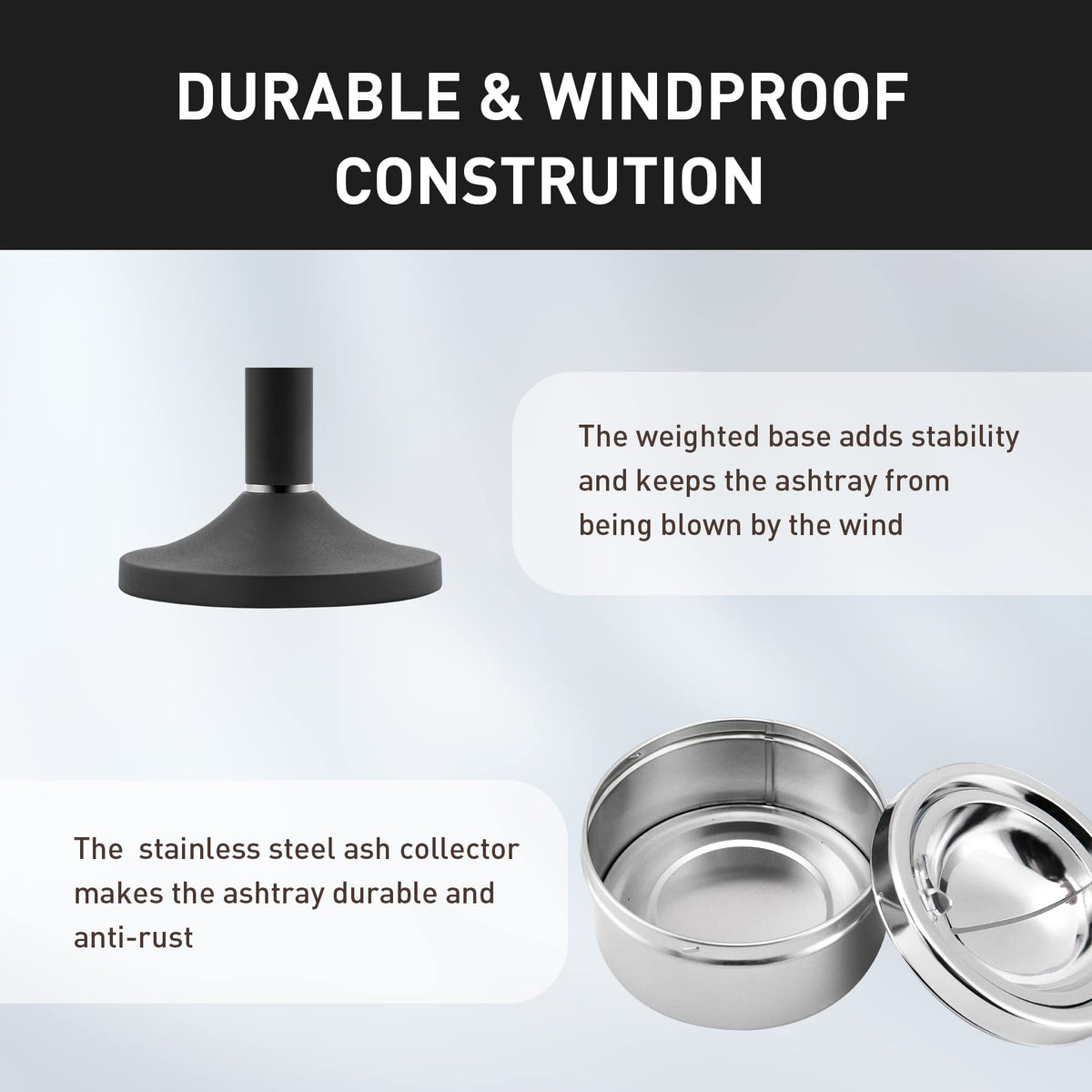 Anfrere outdoor ashtray assembly is fast and tool-free
