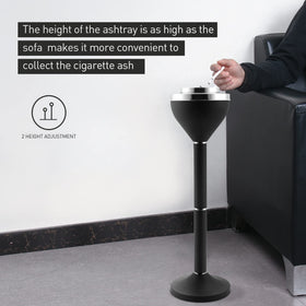 Anfrere outdoor ashtray height-adjustment adapts to different seating areas