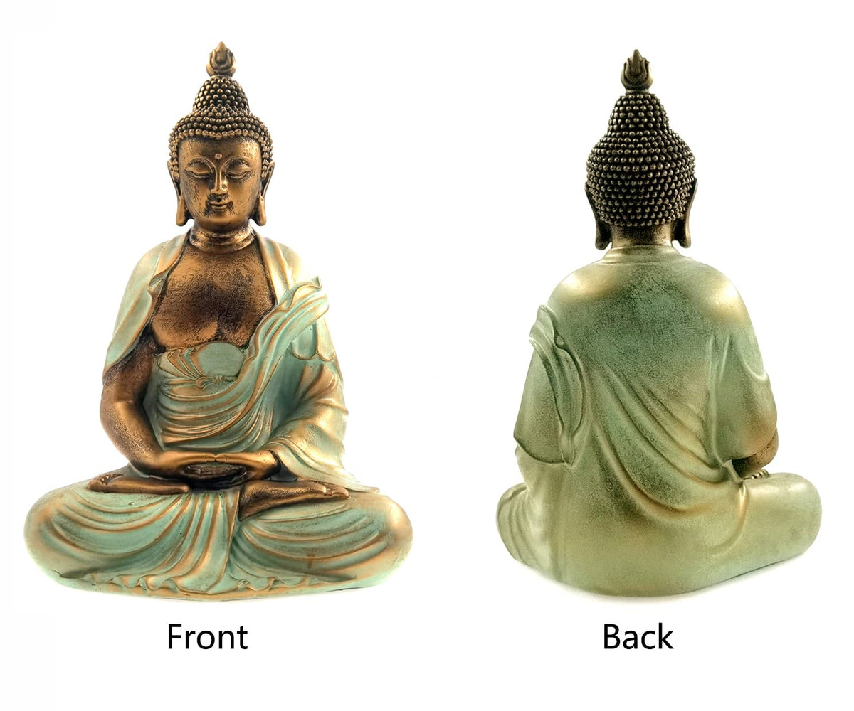 Angel Shine gold Buddha statue in a meditation setup