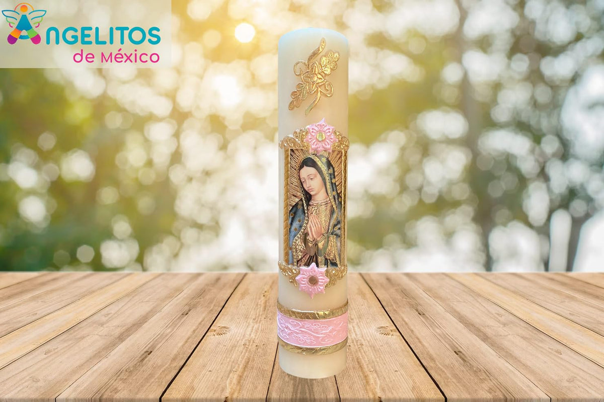 Handmade craftsmanship detail of Angelitos de Mexico candle