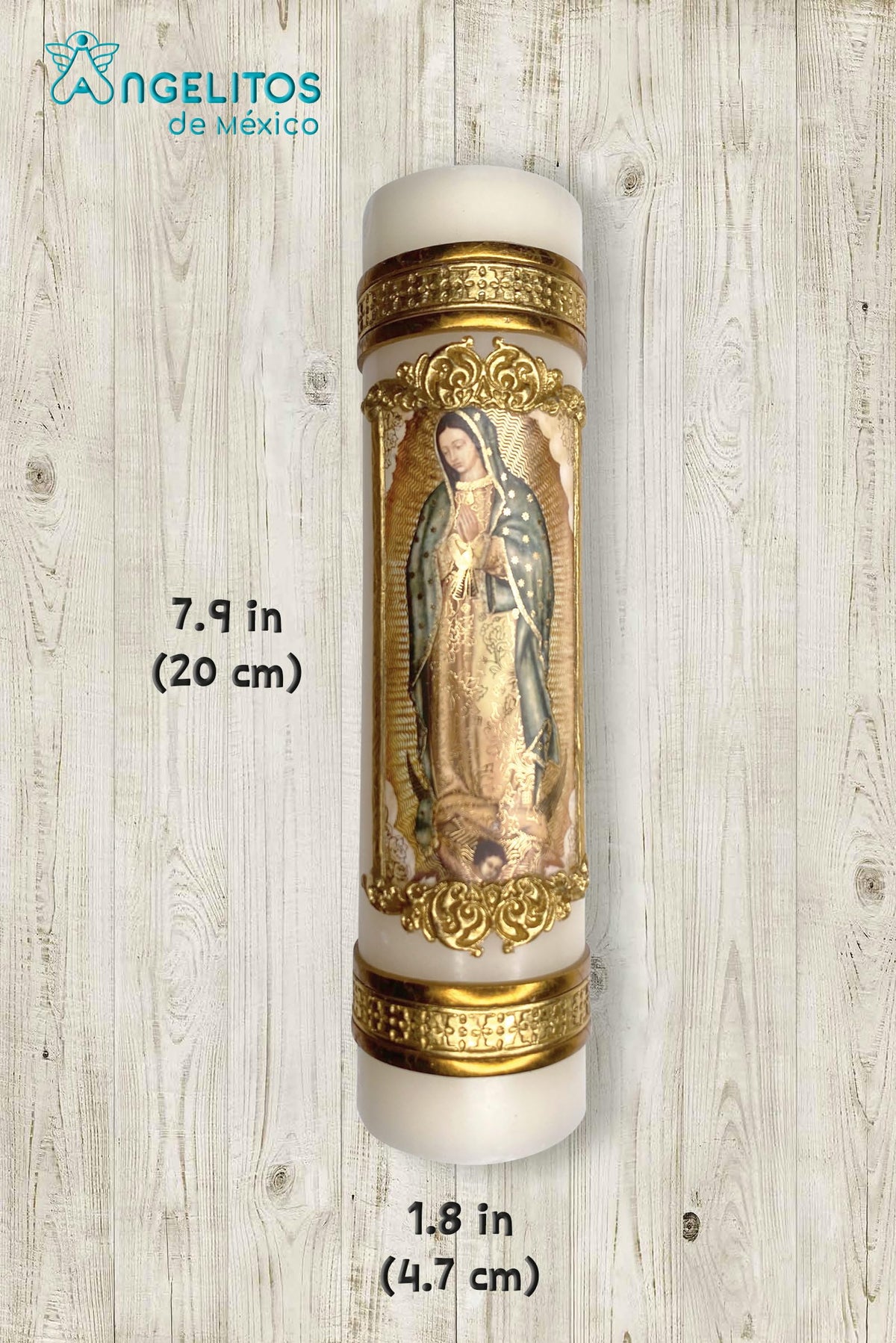 Angelitos de Mexico Virgin of Guadalupe candle lit glow creating calm ambiance