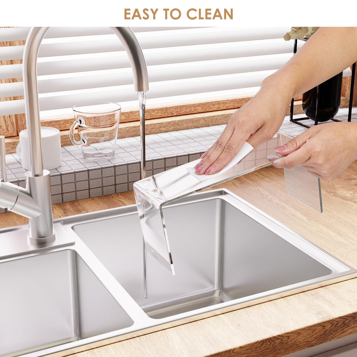 Anglelife cleaning cloth included for easy surface care.