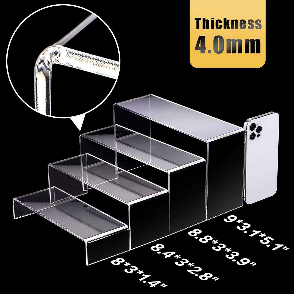 Anglelife 8-inch rectangular acrylic riser ideal for cosmetics.
