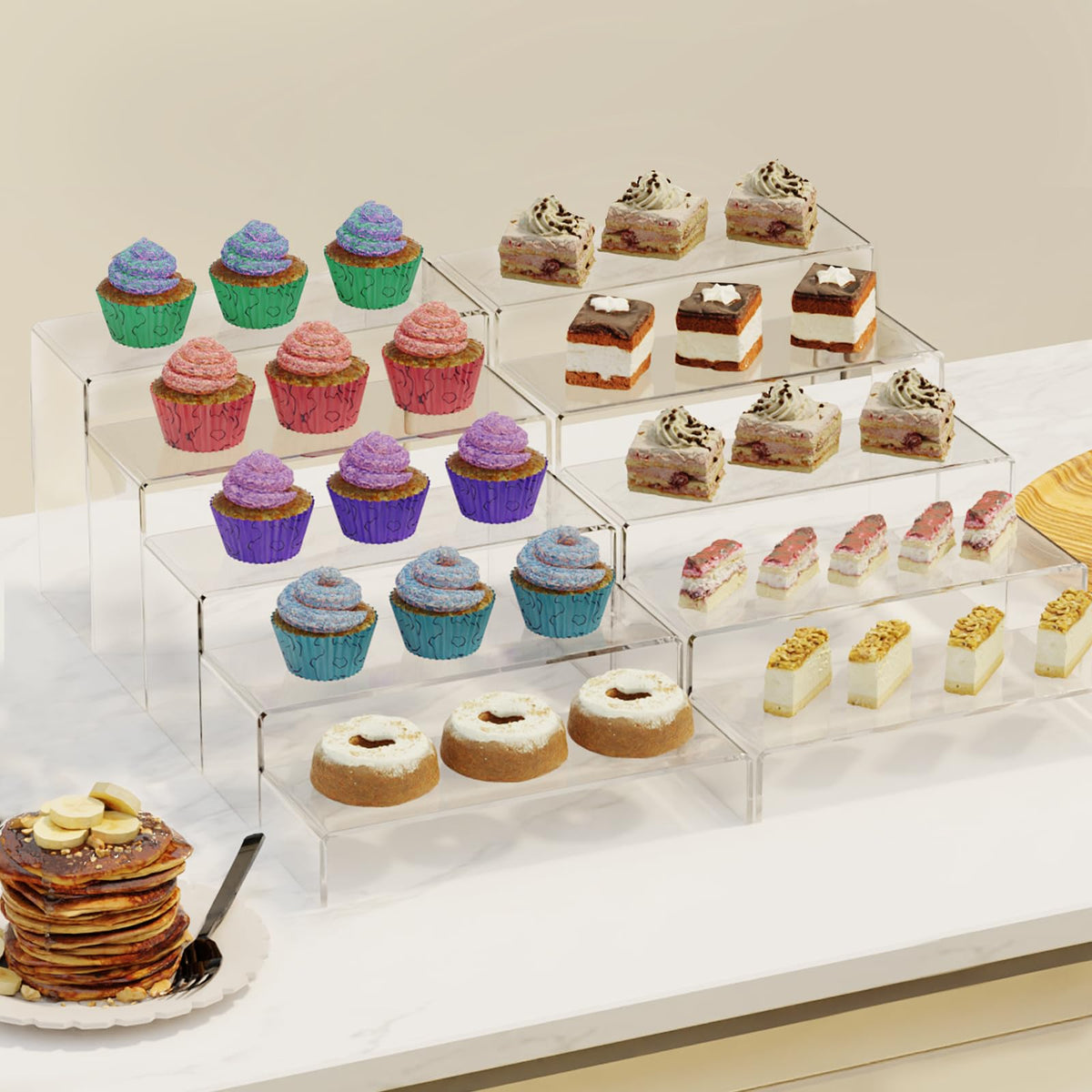 Anglelife four-size acrylic risers set for versatile displays.