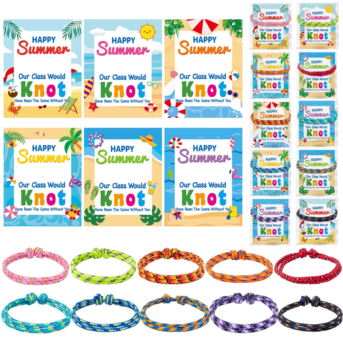 ANGOLIO knot bracelets in neon colors, adjustable fit for students' everyday wear.