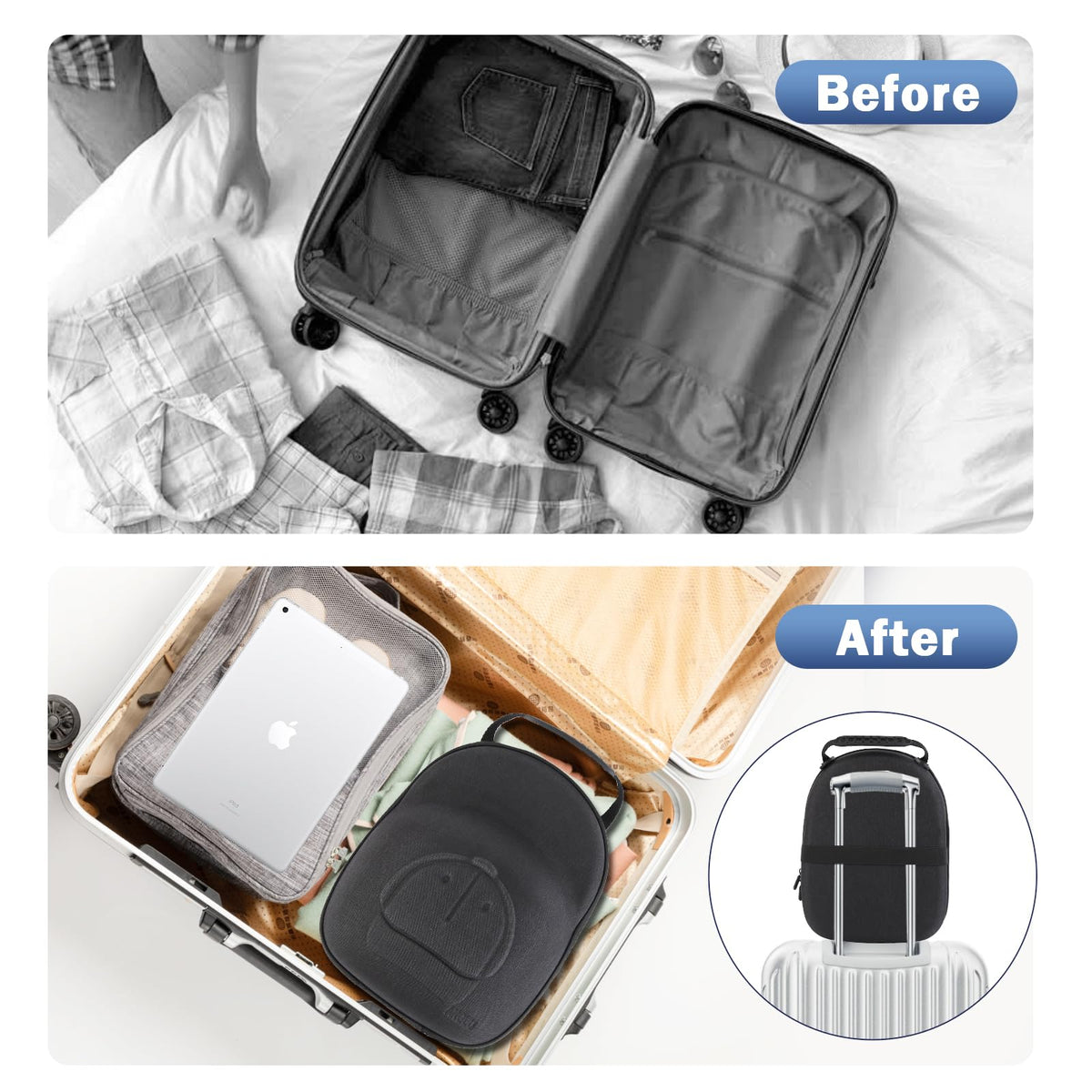 Anguu included sunglasses case protects eyewear within the travel bundle.