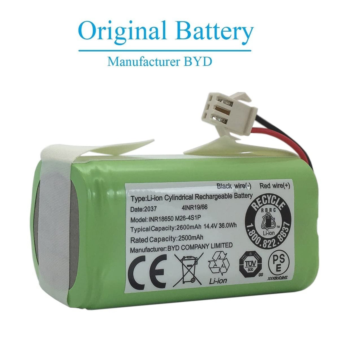 2600mAh 14.4V ANHO replacement battery ready for daily cleaning tasks