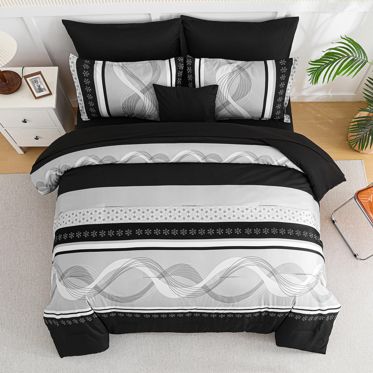 Anibedding patchwork striped design adds stylish flair to your bed.