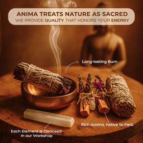 Anima golden smudge bowl safely catches ashes and elevates the sacred space.