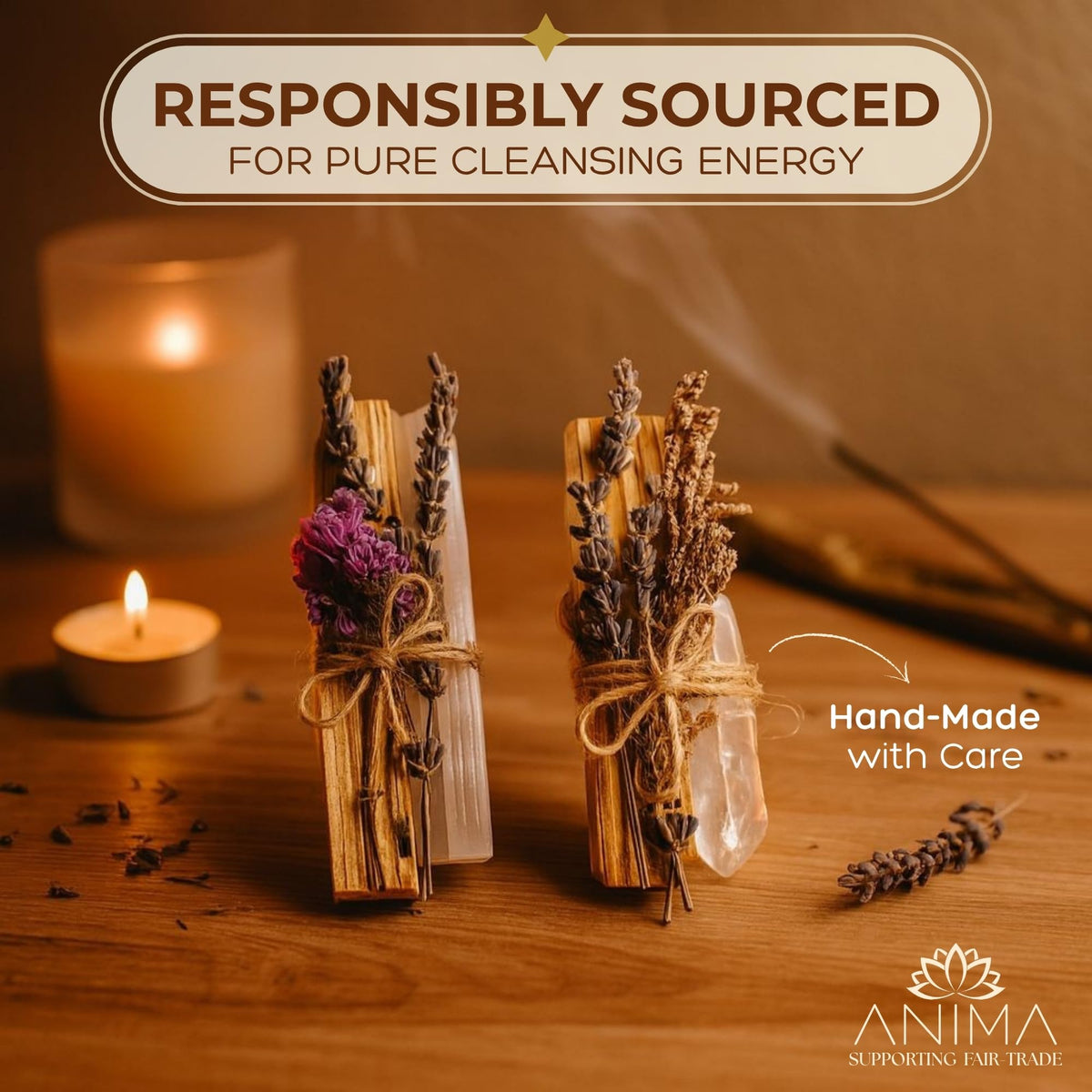 Anima palo santo sticks for ritual clarity and uplifting aroma.