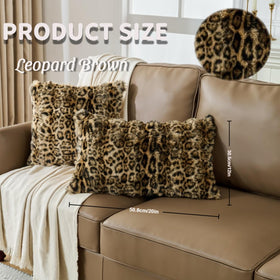 Animebody brown leopard cushion cover enhances sofa style with fluffy warmth.