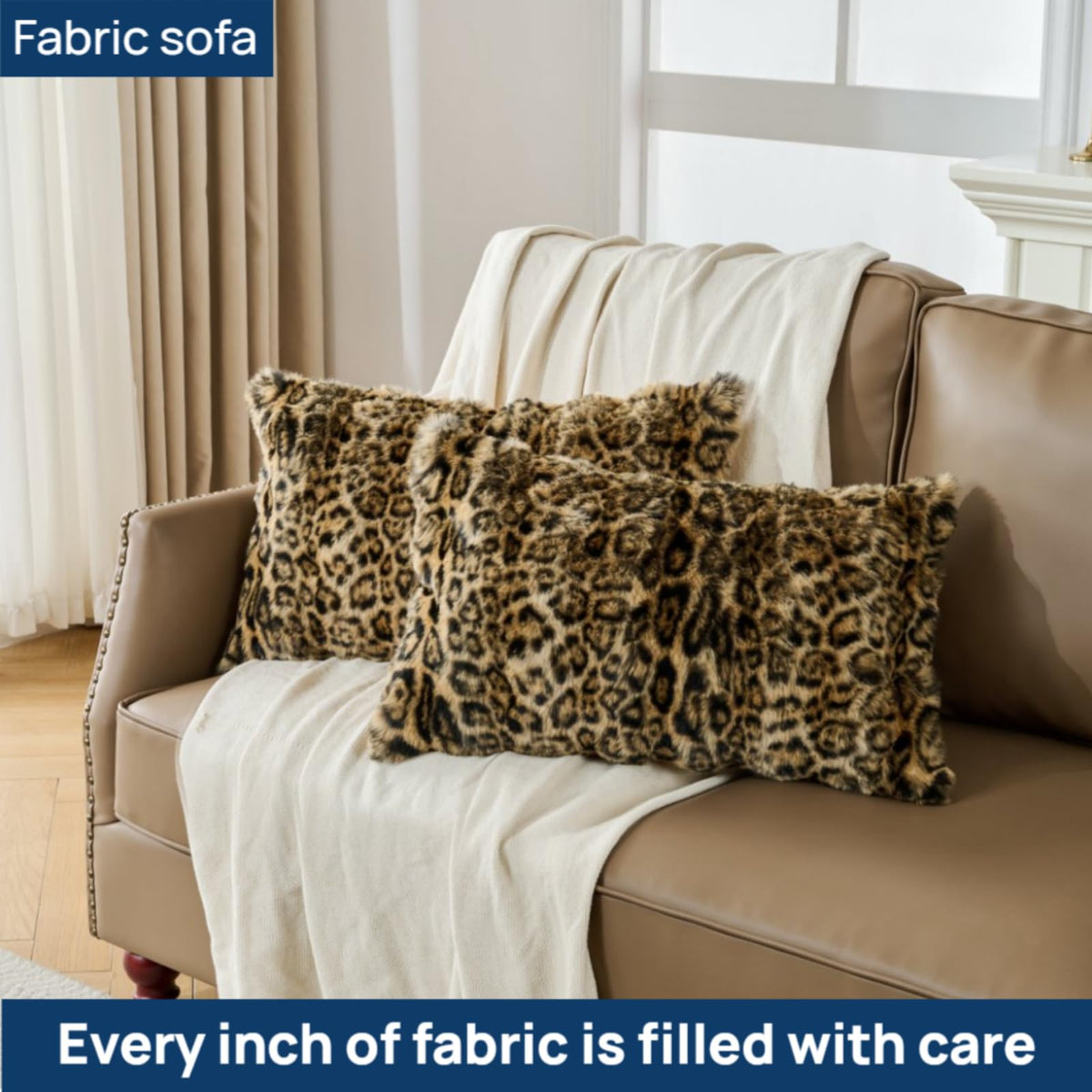 Animebody plush leopard print pillowcover offers luxurious softness for beds.