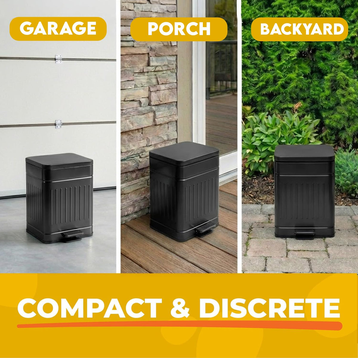 AnimoGoods compact 1.3-gallon bin fits tight outdoor spaces.