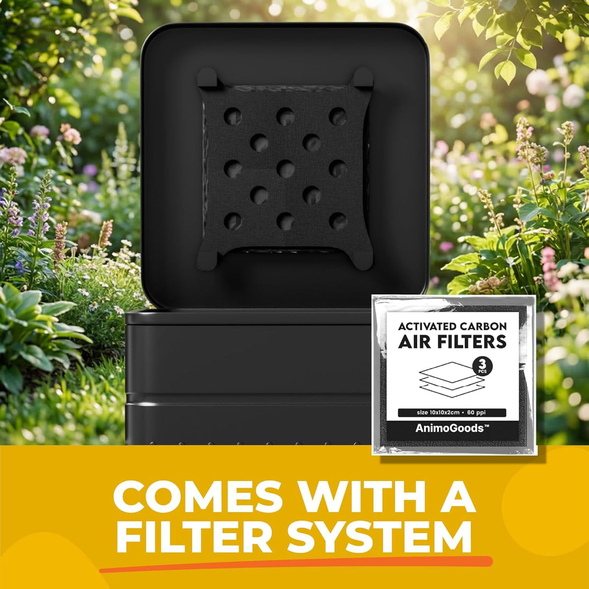 AnimoGoods removable inner bucket for easy cleaning of the waste bin.
