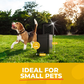 AnimoGoods stainless steel dog waste bin withstands rain and sun.