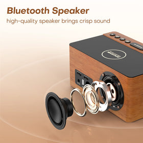 ANJANK wooden alarm clock display and Bluetooth streaming setup
