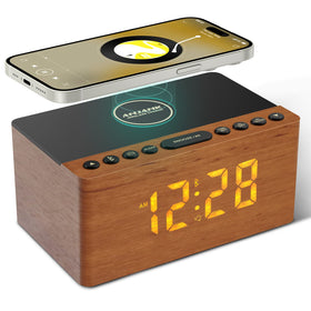 ANJANK wooden Bluetooth speaker alarm clock front view for bedside listening
