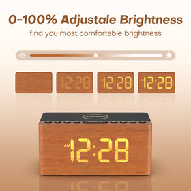 ANJANK wooden clock with large digits for quick bedside glances