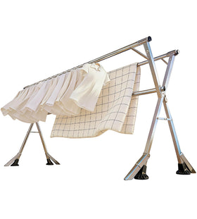 ANJIYP 95-inch clothes drying rack unfolded for large items like blankets and sheets