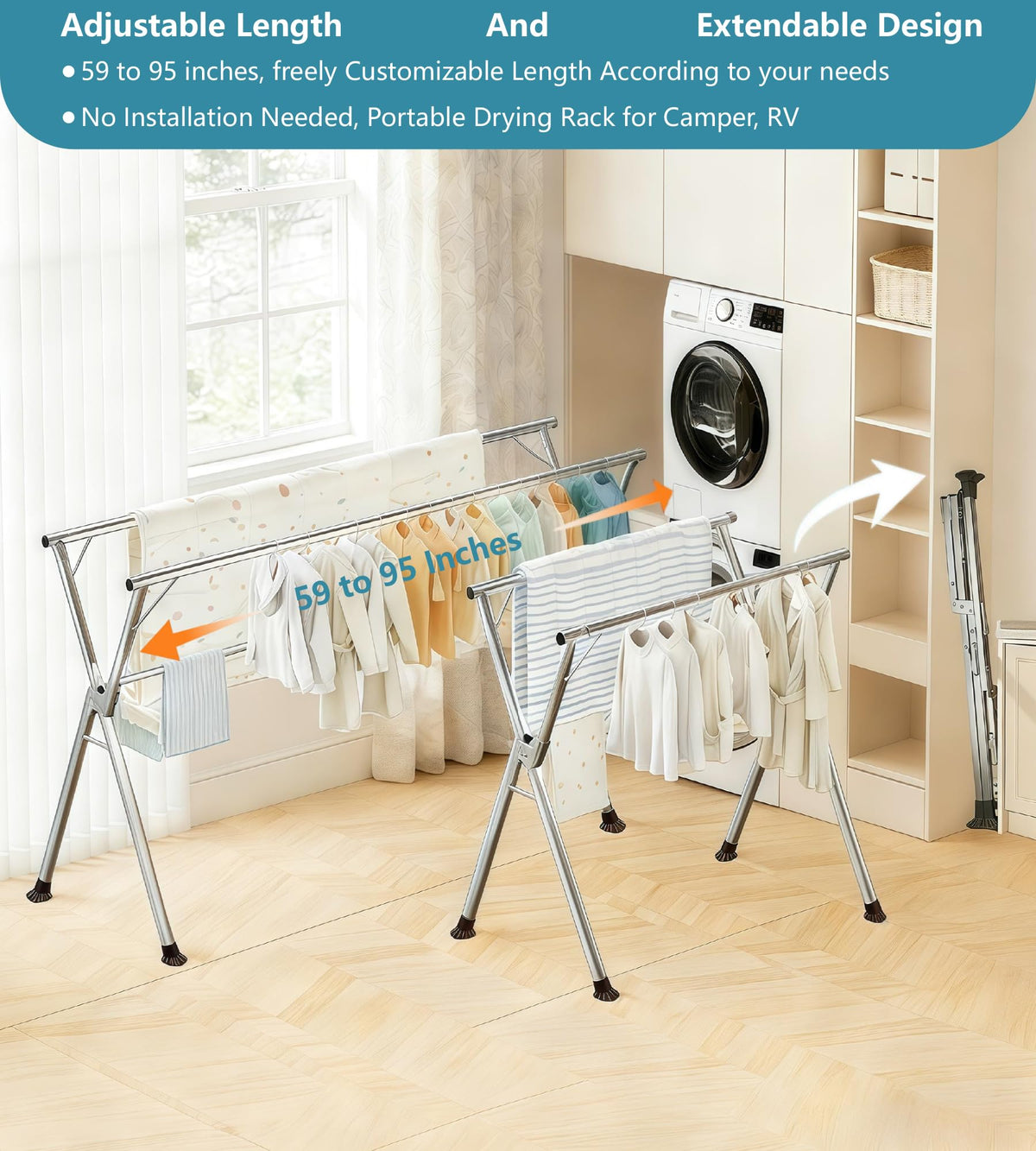 ANJIYP outdoor drying rack resists wind and stays upright