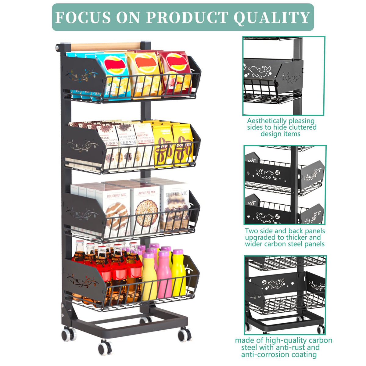 ANJUBAN cart side panels with upgraded width for stability