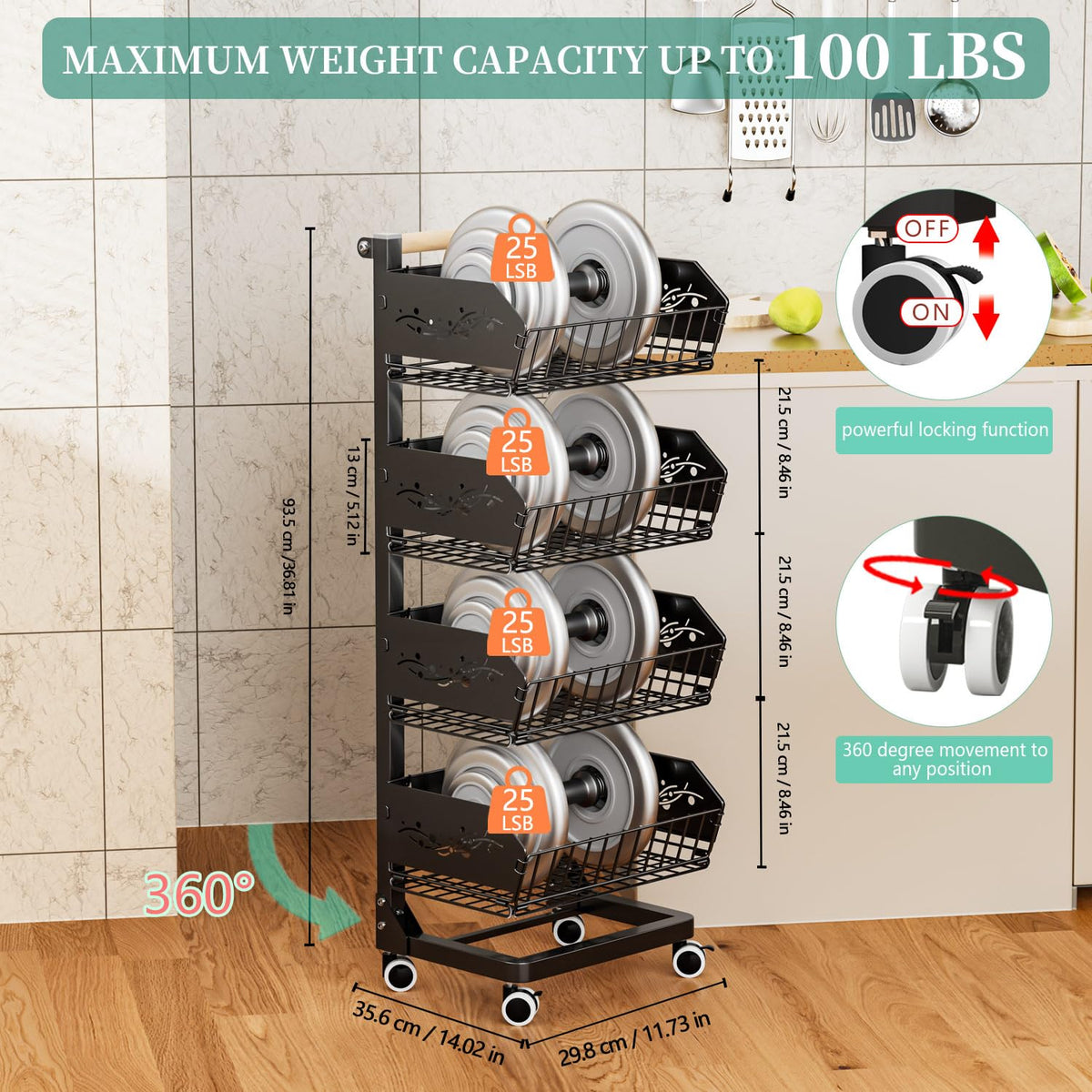 ANJUBAN cart 360-degree wheels enable smooth mobility