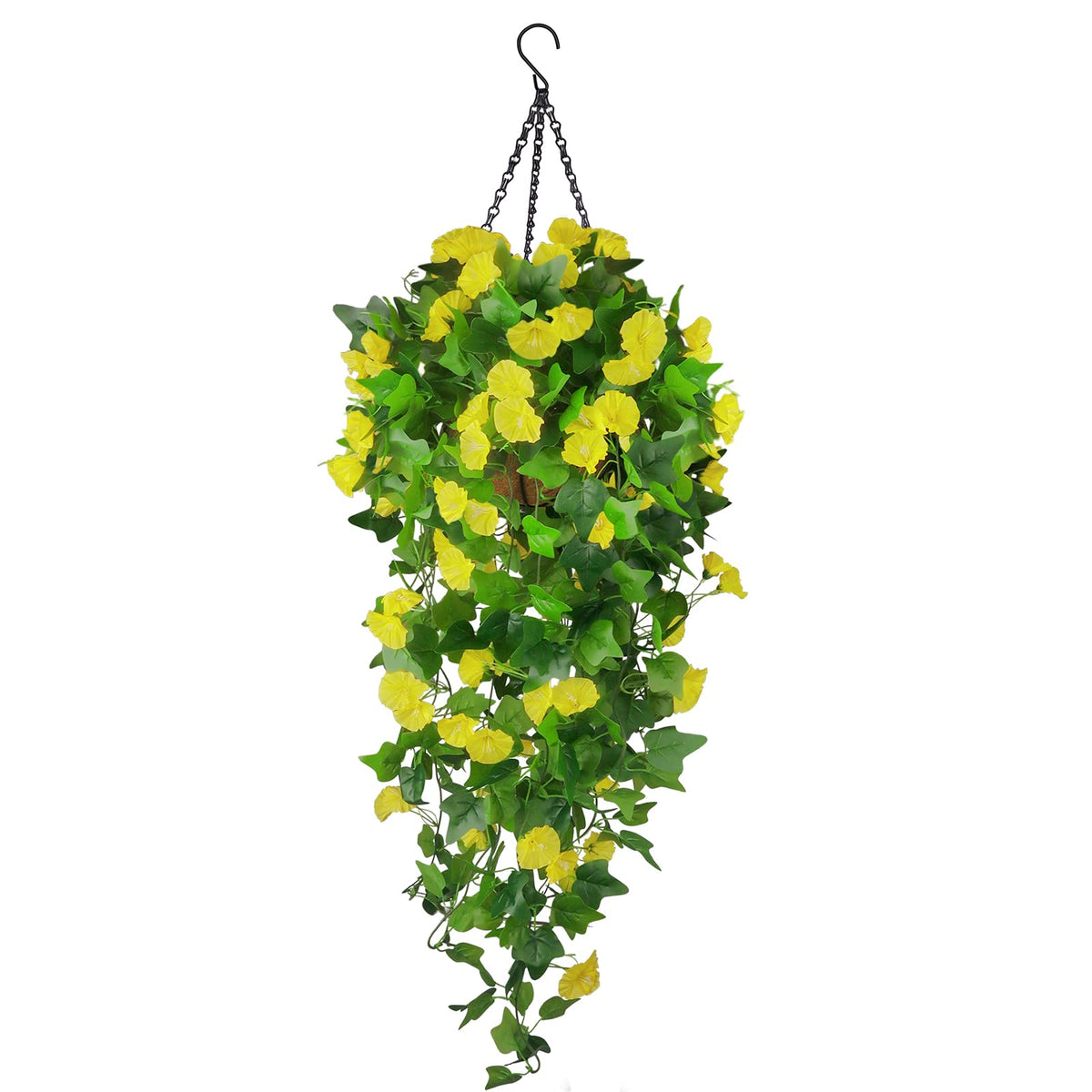 Ankey artificial morning glory hanging basket blooms for outdoor decor.