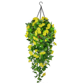 Ankey artificial morning glory hanging basket blooms for outdoor decor.