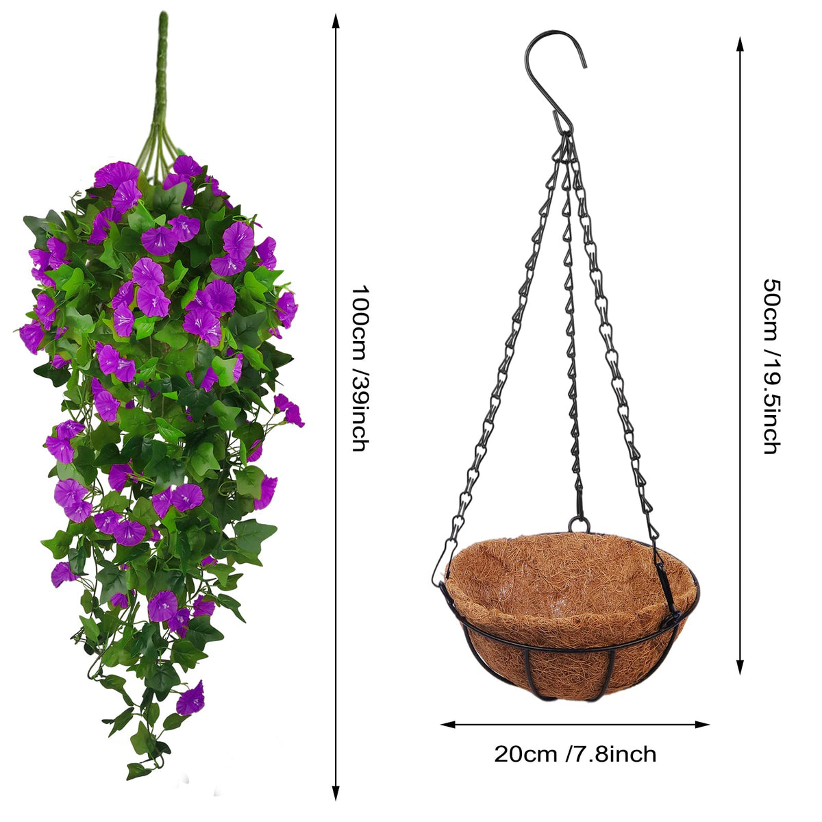 Ankey coconut-lining hanging basket presents a ready-to-hang arrangement.