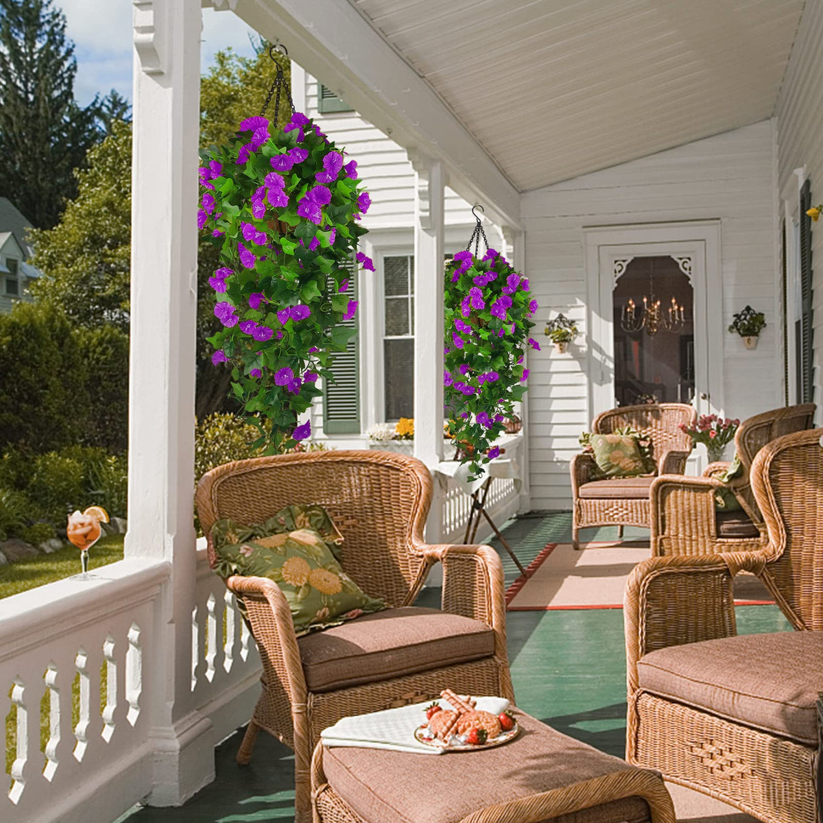 Ankey faux wisteria hanging flowers offer durable garden decor for outdoors.