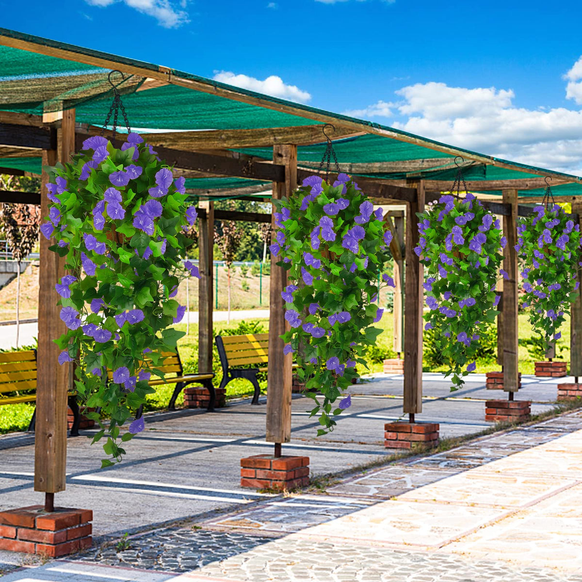 Ankey UV-resistant faux flowers for outdoor use stay bright year-round.
