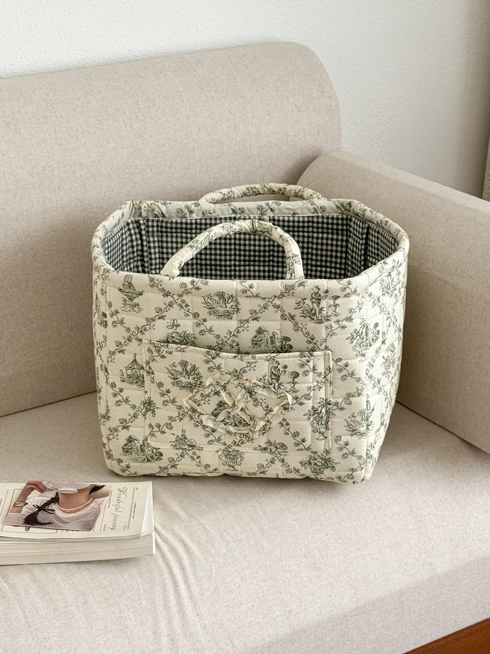 ANKICK storage basket boho front view showing large capacity for laundry and toys