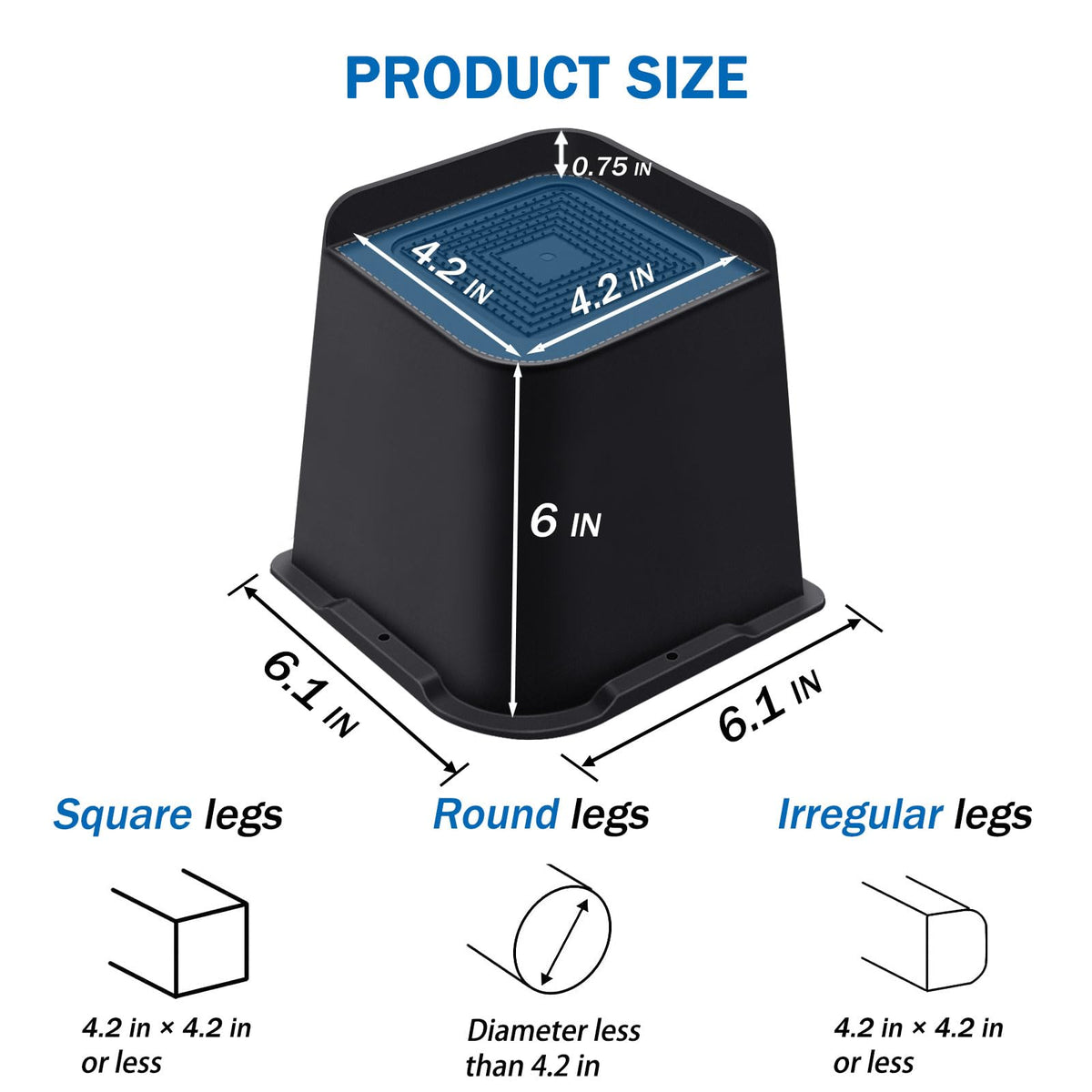 ANNKUT bed risers 6-inch non-slip cone top reduce sliding and protect floors