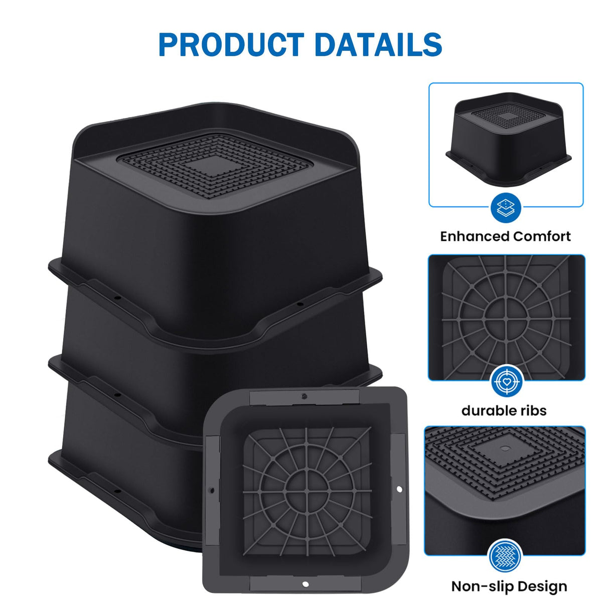 ANNKUT Bed Risers Heavy-Duty PP Material withstands high weight capacity.