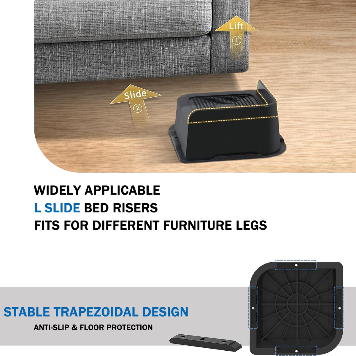 ANNKUT Bed Risers Mobility aid eases transitions from sitting to standing.