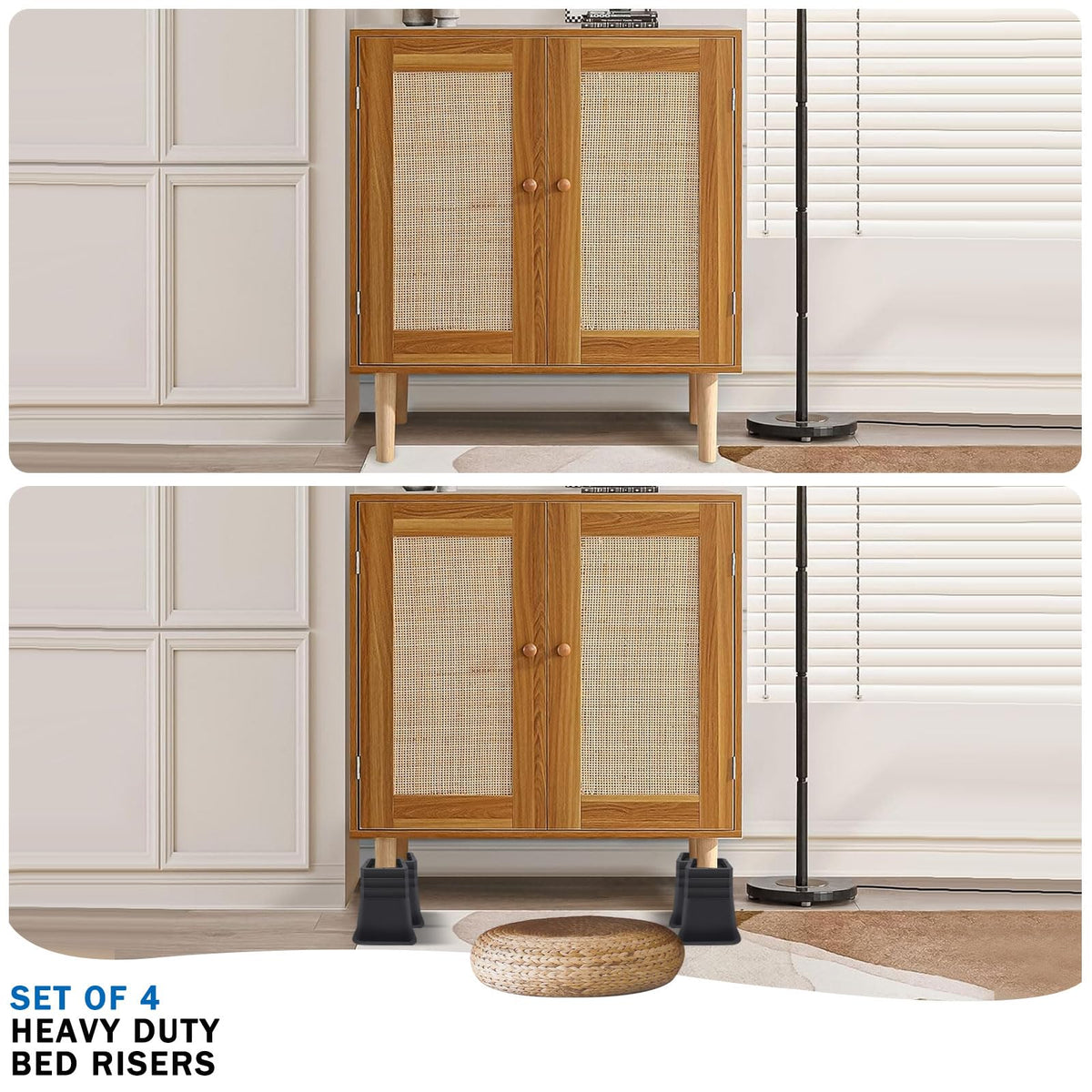 ANNKUT bed risers under-bed storage boost space efficiency.