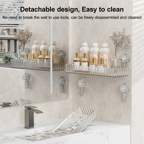 Ankoox shower caddy hollow bottom drain promotes fast drying.