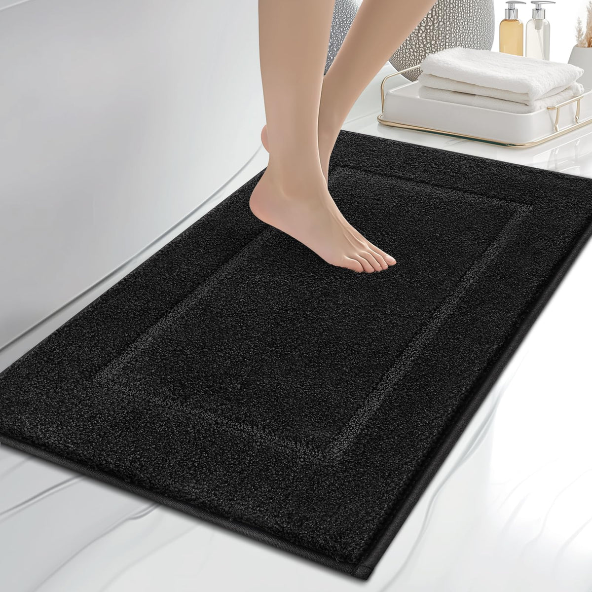 anllugs bathroom rug with plush top surface for soft feet after a shower