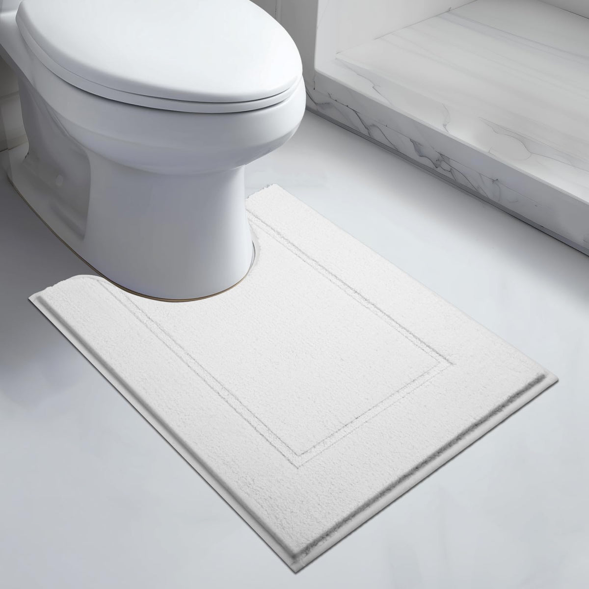 anllugs bathroom rug front view highlights plush softness for feet.