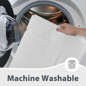 anllugs bathroom rug machine washable label emphasizes easy care.