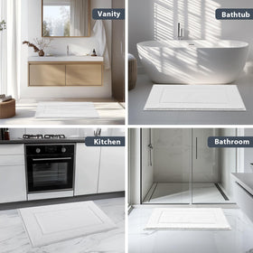 anllugs bathroom rug white room ambience conveys spa-like bathroom feel.